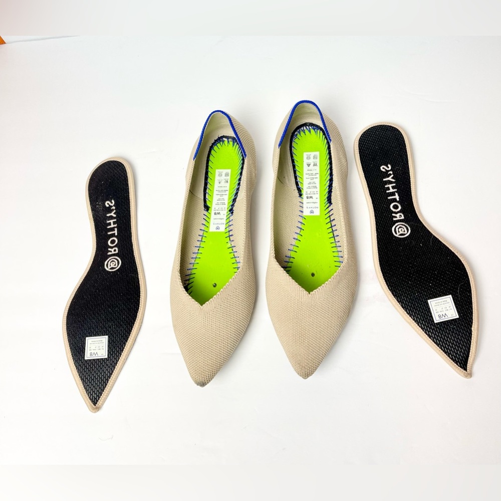 ROTHYS 'The Point' Ivory Knit Ballet Flat Size 8W